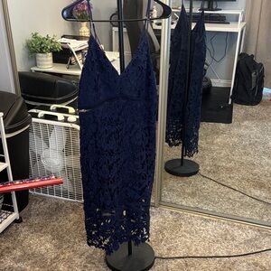 Elegant Navy Lace Dress